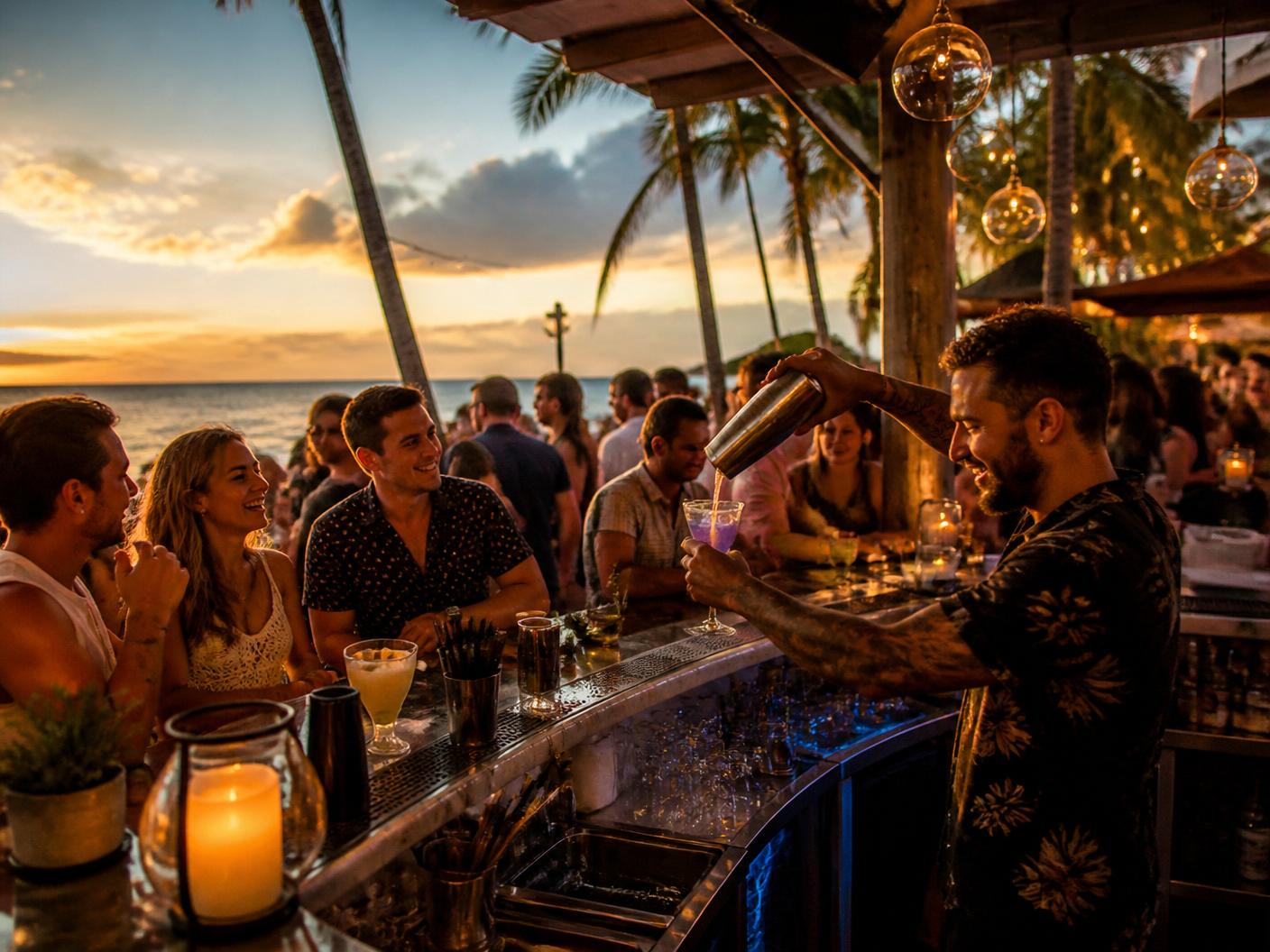 Vibrant Florida beach bar nightlife